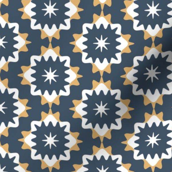 2 5x2 5 inch geometric star tiles in navy yellow and white