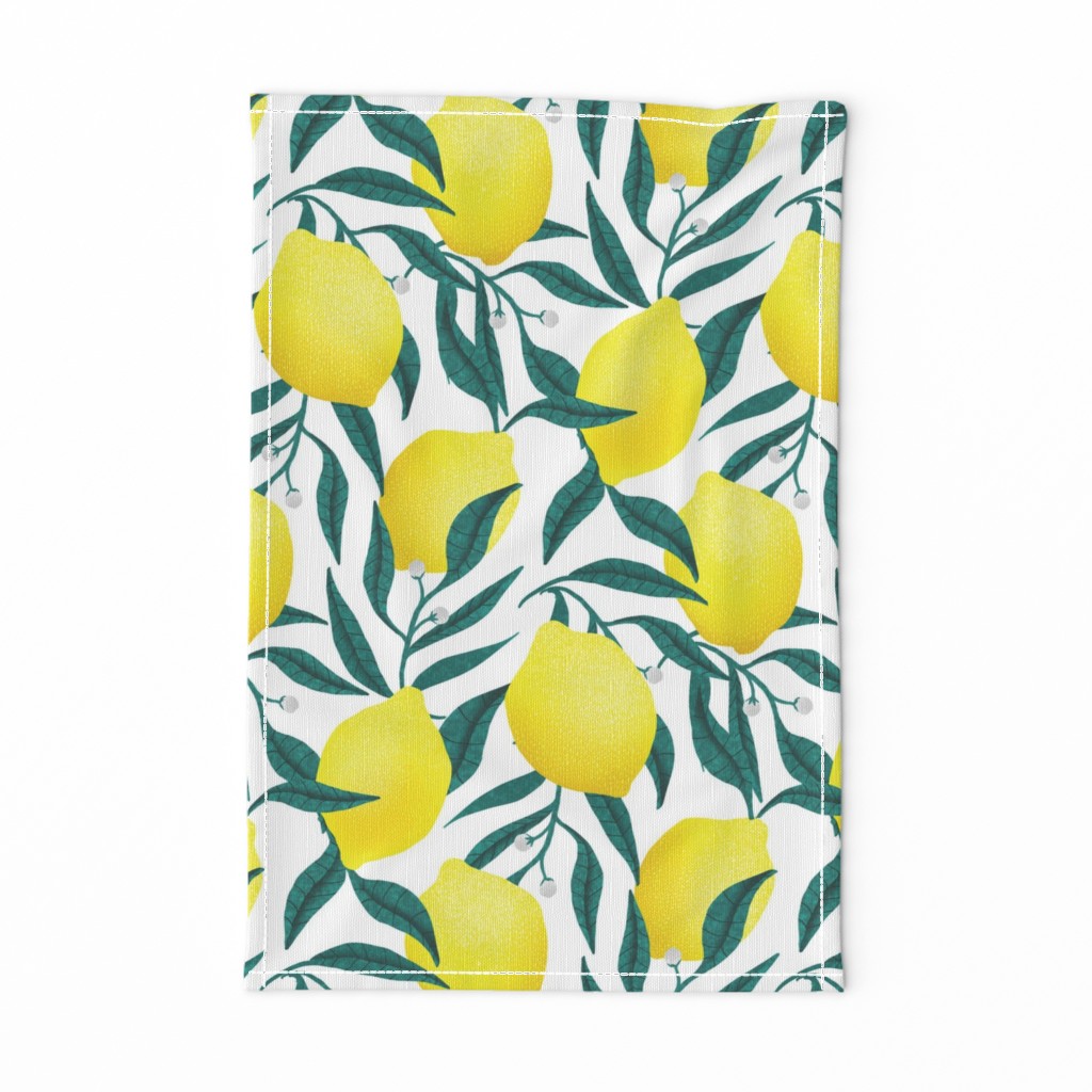 Top down of a Tea Towel laying out flat on a white background