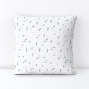 Fall mushrooms and leaves - toadstool garden boho style blue on white