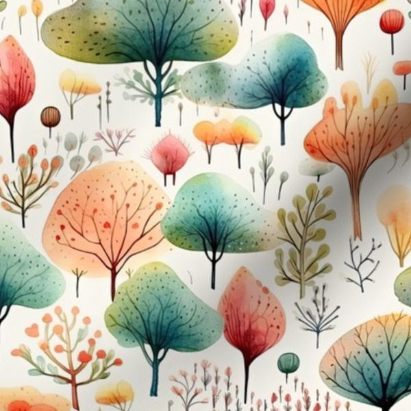 COLORFUL TREES FOREST ABSTRACT CURIOUS TREES SPRING SUMMER FLWRHT