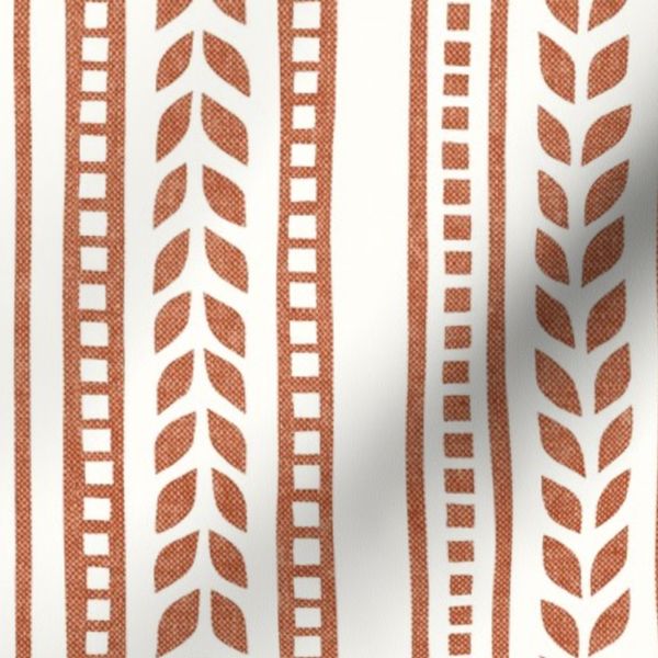 boho linocut - vertical stripes floral - terracotta - LAD23