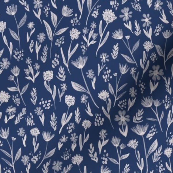 Fiona Floral Navy blue and ivory coastal classic