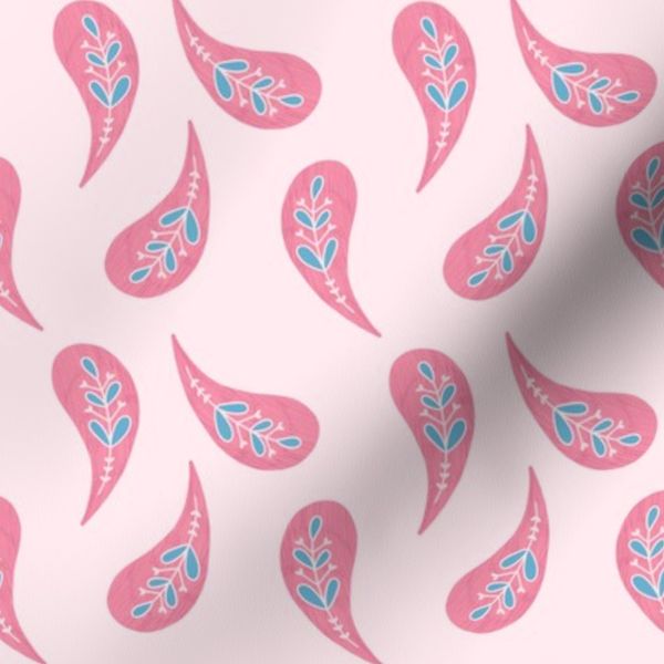 Pink folk paisley 24x24 8x8 cute pretty girlie bright