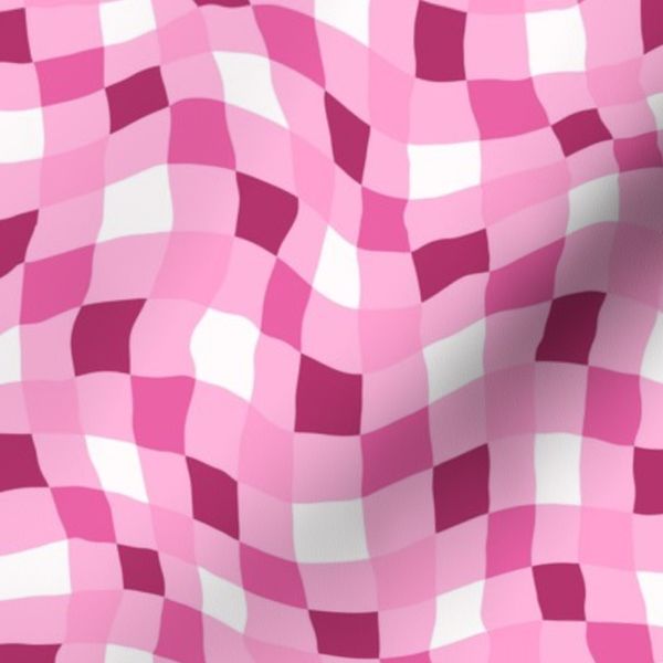 Wavy Pink Checker Print