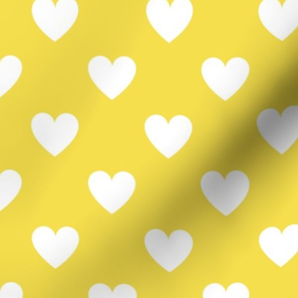 White regular hearts on illuminating yellow - large