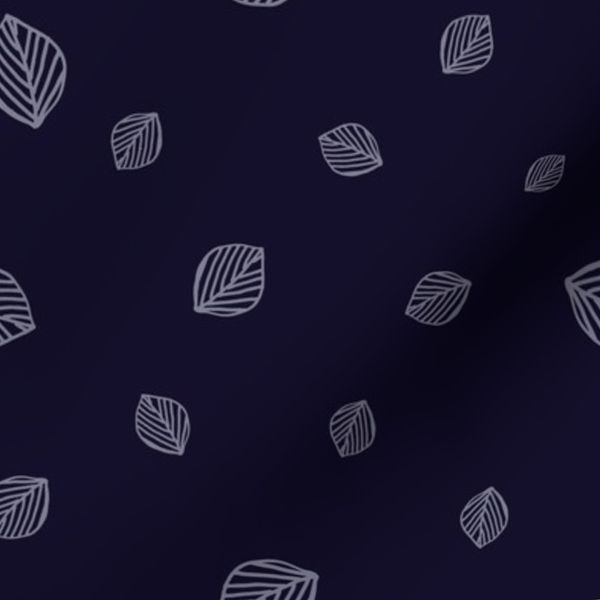 Falling Leaves Light Blue on Dark Blue