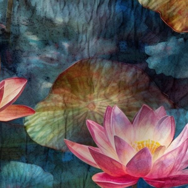 batik lotus in pink and peach