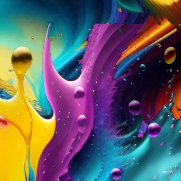 multicolored water splashes