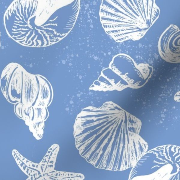 Scattered Sea Shells-Ocean blue