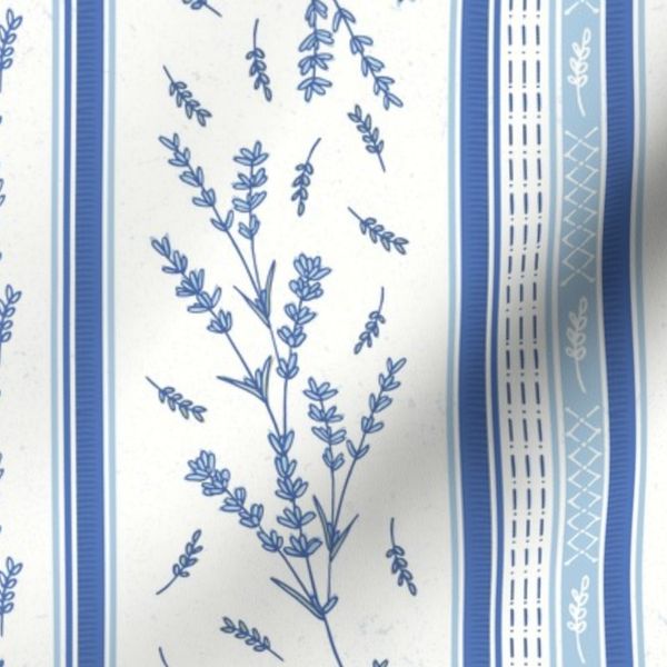 S - Cobalt Blue French Countryside Lavender Flower version 1