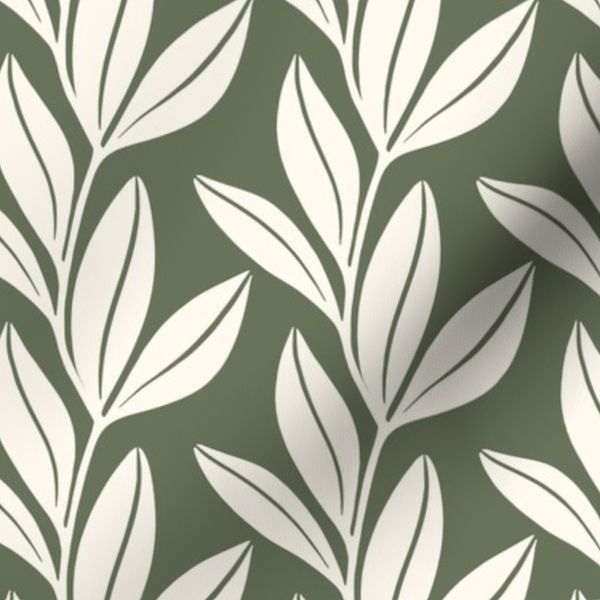 Green - Cream Vines - Medium