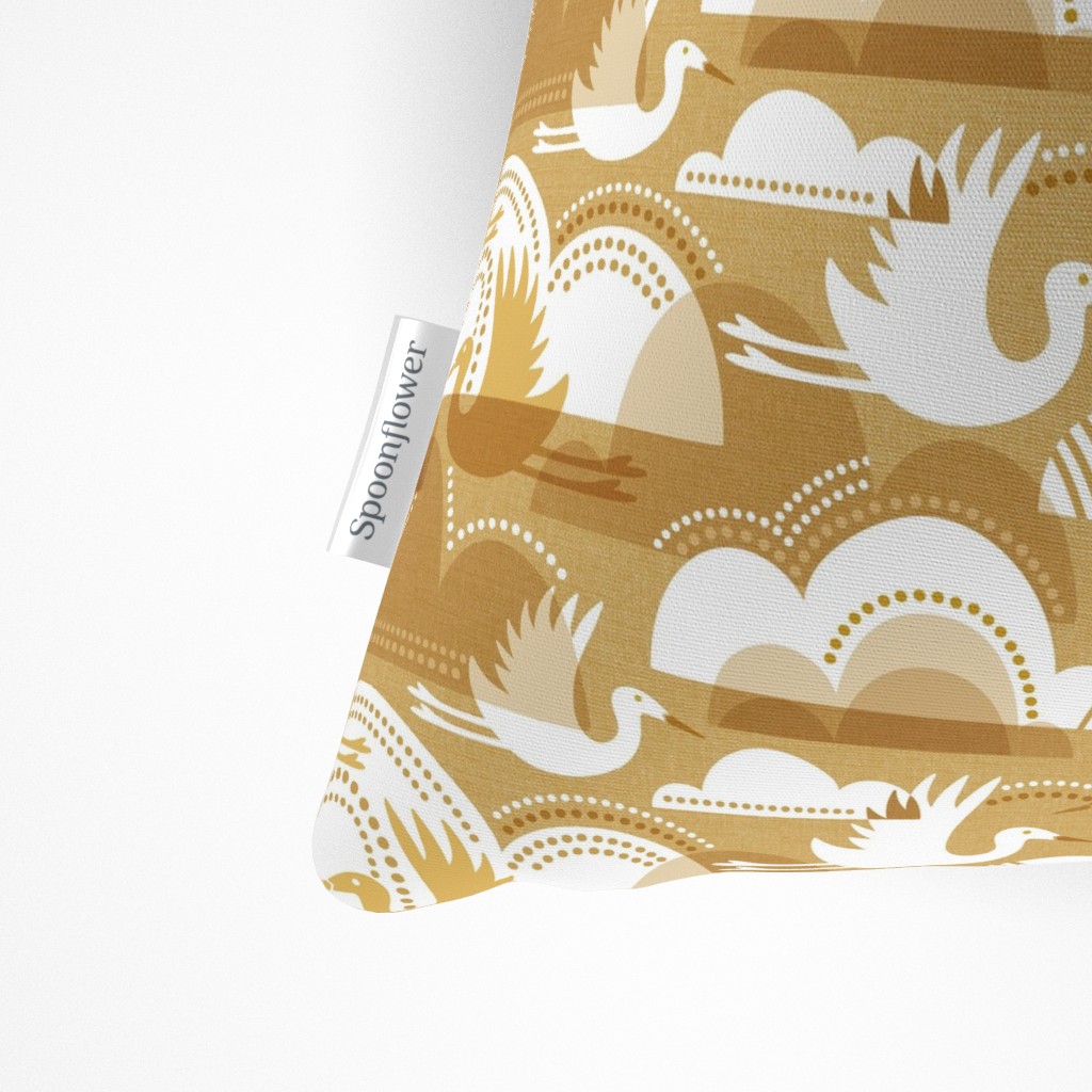 Close up of the Spoonflower tag on the side seam of the Throw Pillow
