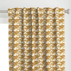 Scandinavian Crane & Clouds - Mid Century Modern Birds Golden Ochre (S)