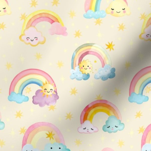 Sweet Dreams Lullaby Kawaii Rainbow And Cloud Whimsical Kids Pattern On