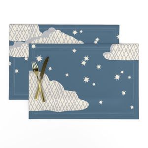 Coastal Sky - Clouds and Twinkling Stars on Admiral Blue