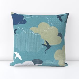 Mid Mod Swallow Dance in the Sky 2 Muted teal