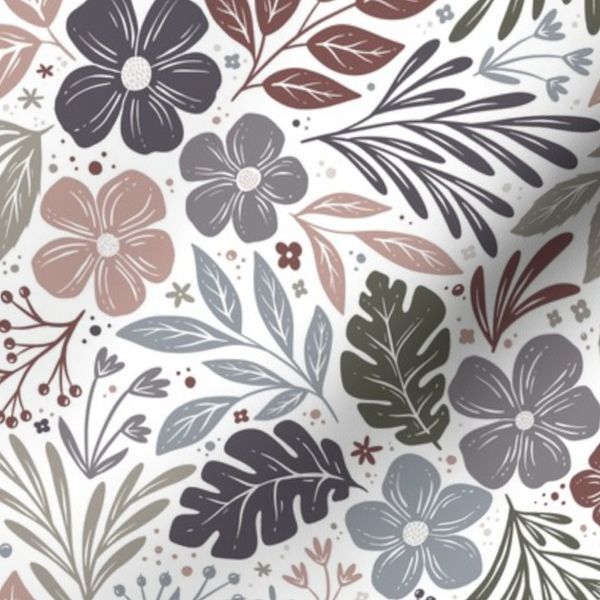 Moody floral light multi blush pink sage green dusky lavender on