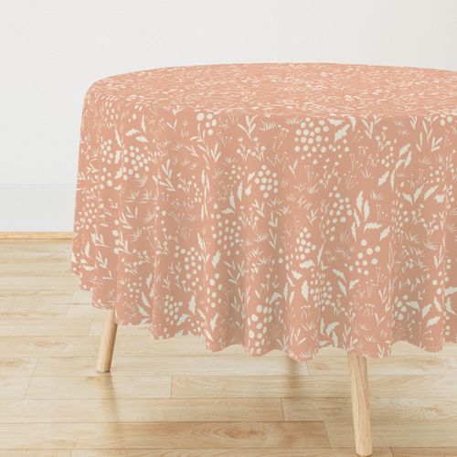 Small Mixed Creamy White Florals Over Peach Pink for Girls