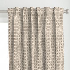 Small Outlined Flowers with X's Brown On Cream