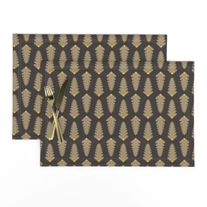 Mid-century fern leaves - Brown khaki yellow - Small