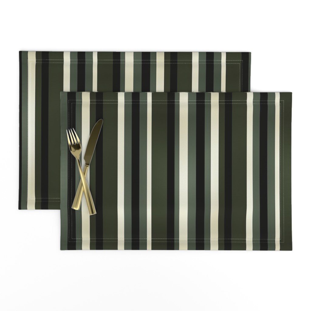 Top down of a set of two Placemats stacked and offset from eachother with a knife and fork on top