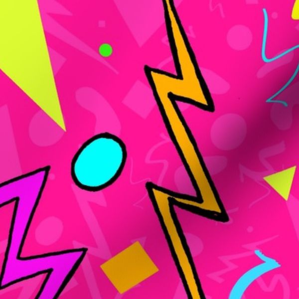 Shapes and Squiggles Explosion (Hot Pink large scale)
