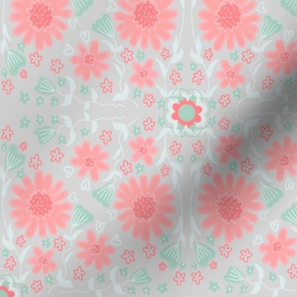 Floral garden on grey - small