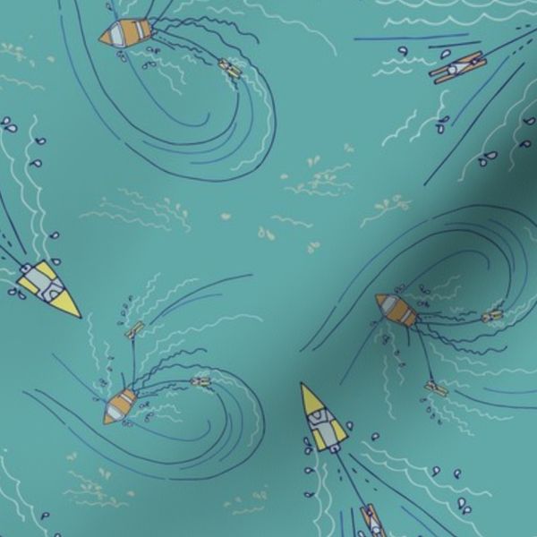Waterskiing Lake Life Teal