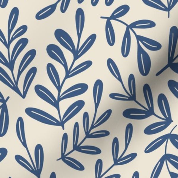 Autumn forest leaves in blue - Medium scale