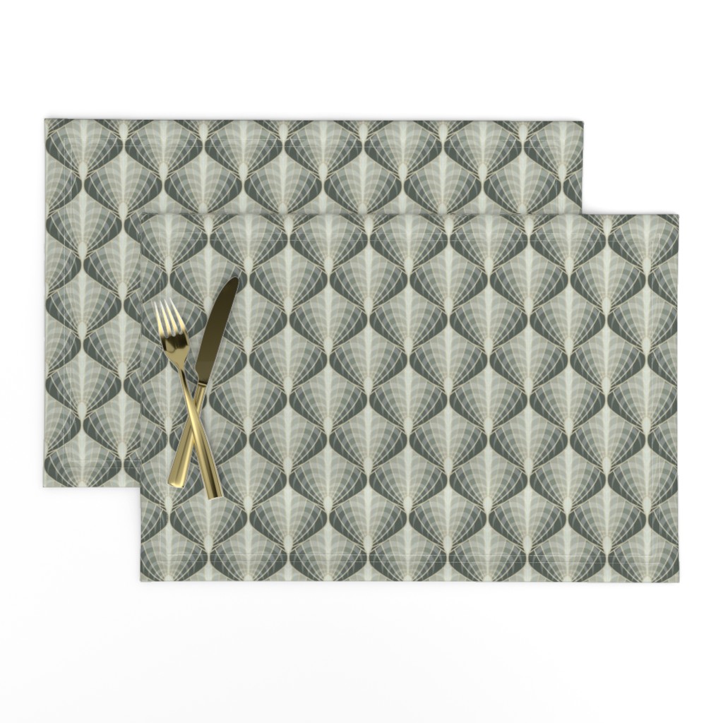 Top down of a set of two Placemats stacked and offset from eachother with a knife and fork on top