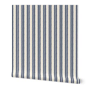 Sea Urchin Stripes - Navy Blue Coastal Geometric