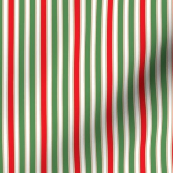 Stripes Red White Green on Tan