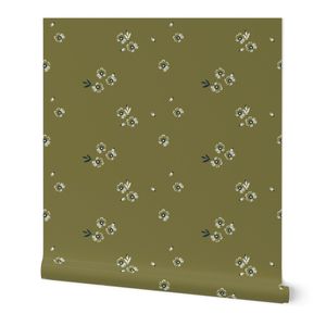 Petal Drop - Olive Ivory Navy