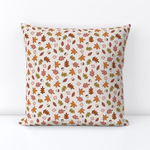 Fall Autumn Leaves on Cream in Red Gold Pink Orange - 1 inch