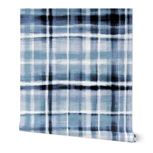 Oversize Moody Indigo Blue Rustic Plaid Large