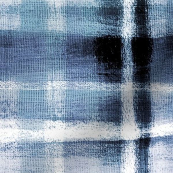 Oversize Moody Indigo Blue Rustic Plaid Large
