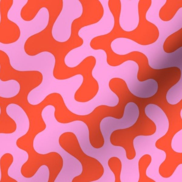 Modern abstract playful shapes in bright red and pink - Medium scale