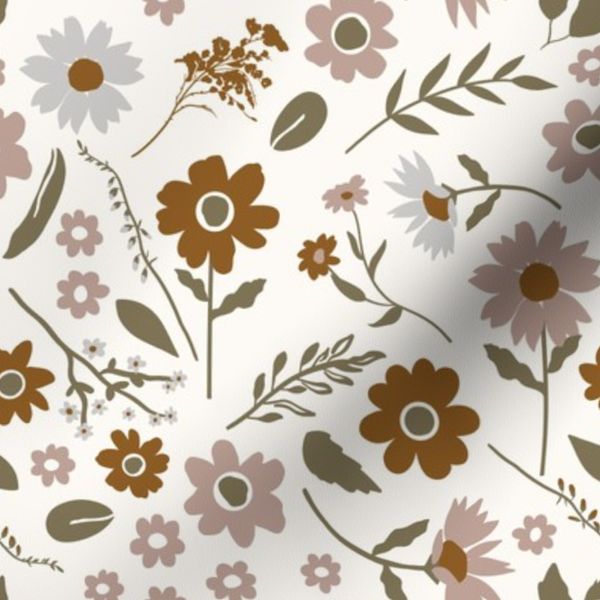 Rylee's Dainty Wildflowers Sunflowers and Daisies in Mauve Copper and