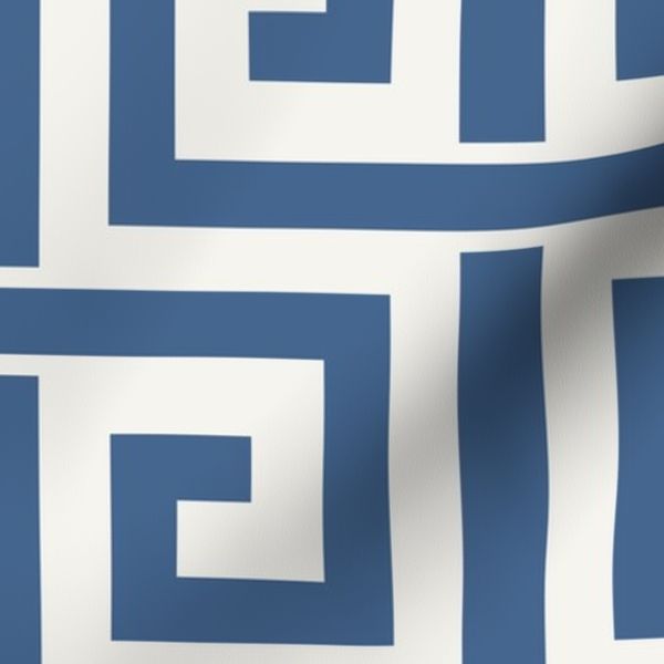 greek key - navy blue and offwhite - large