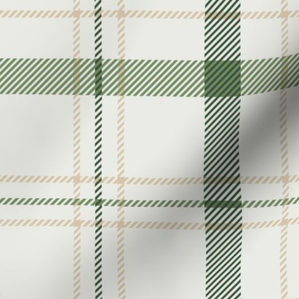 Plaid - cream and green