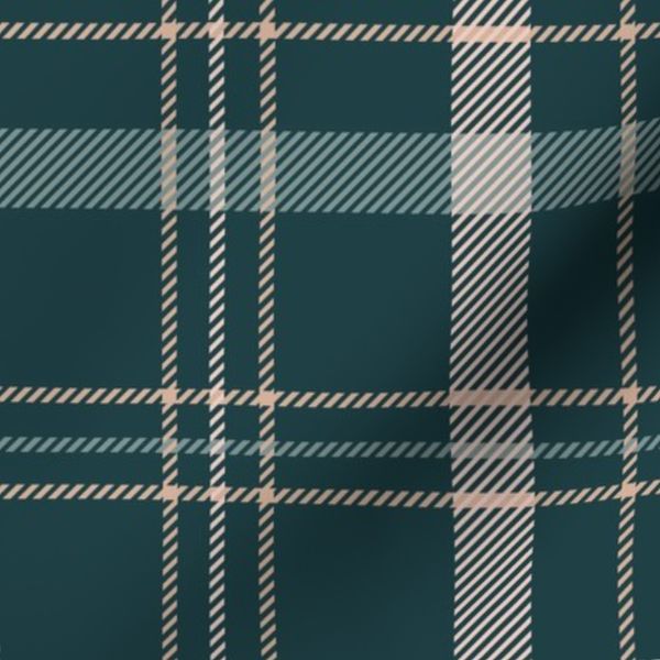 Plaid in neutral dark green and cream