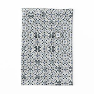 Portuguese Floral Tiles - Delft Blue + Off White