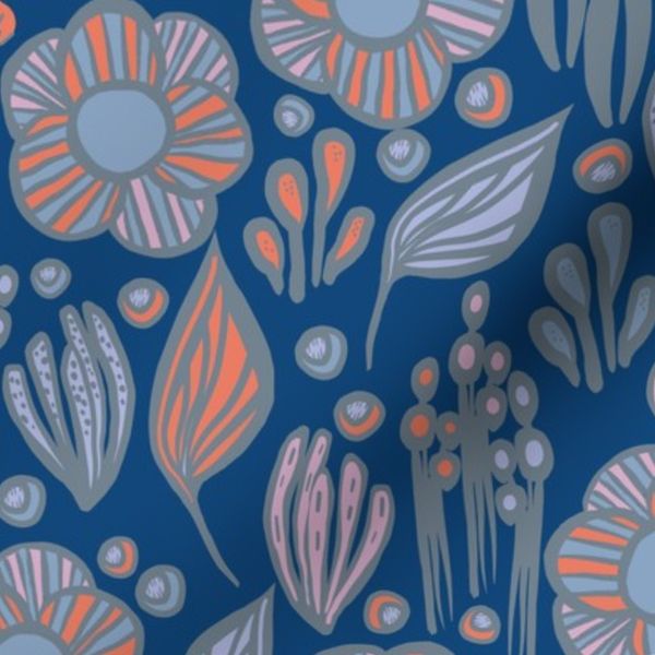 CT2521 Desert Garden Orange Lavender on Navy