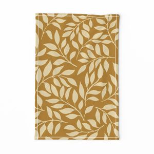 Brown and yellow leaves scatter hand drawn ditsy floral leaf botanical toss