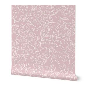 Medium muted purple Painterly leaves scatter hand drawn ditsy floral leaf