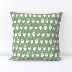 Cheerful Santa Clause Faces in Red and Green - 2 inch
