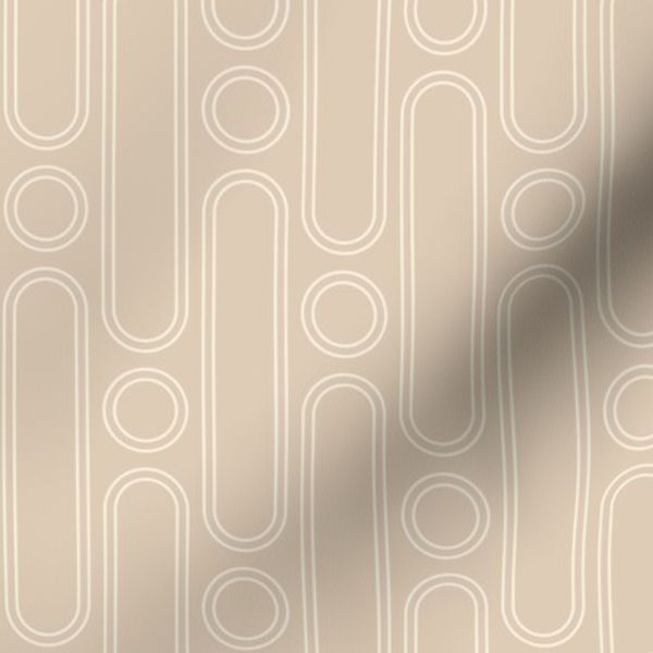 Small abstract geometric long circles beige and farmhouse tan double lines