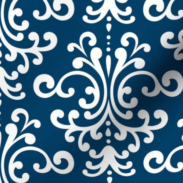 damask lg navy blue