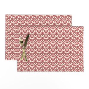 (S) Heartfelt hearts folk art style Ivory