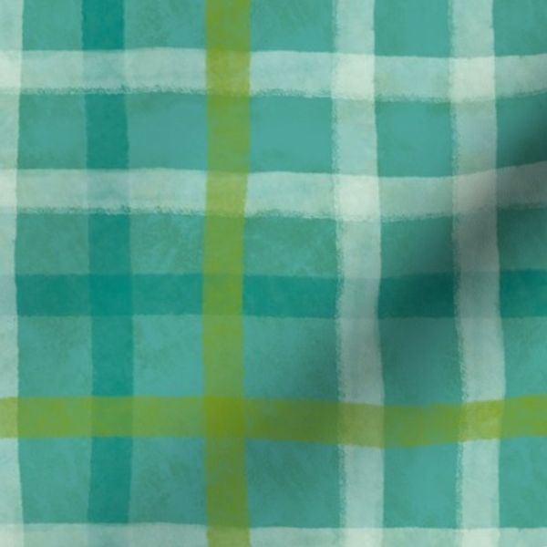 Check - light blue peacock cream spring green (medium)